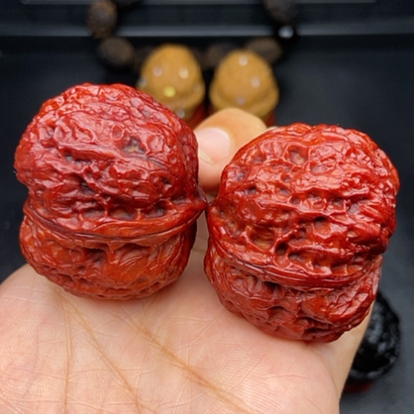 【闪购商品】文玩核桃把件41尺红彩肥蟾