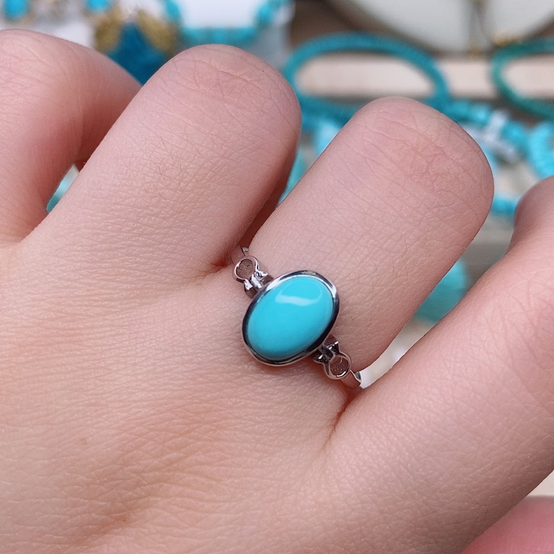 绿松石戒指银S925镶嵌