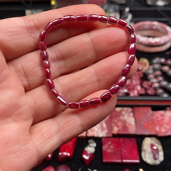 天然辰砂天然朱砂随行手串 颗颗透