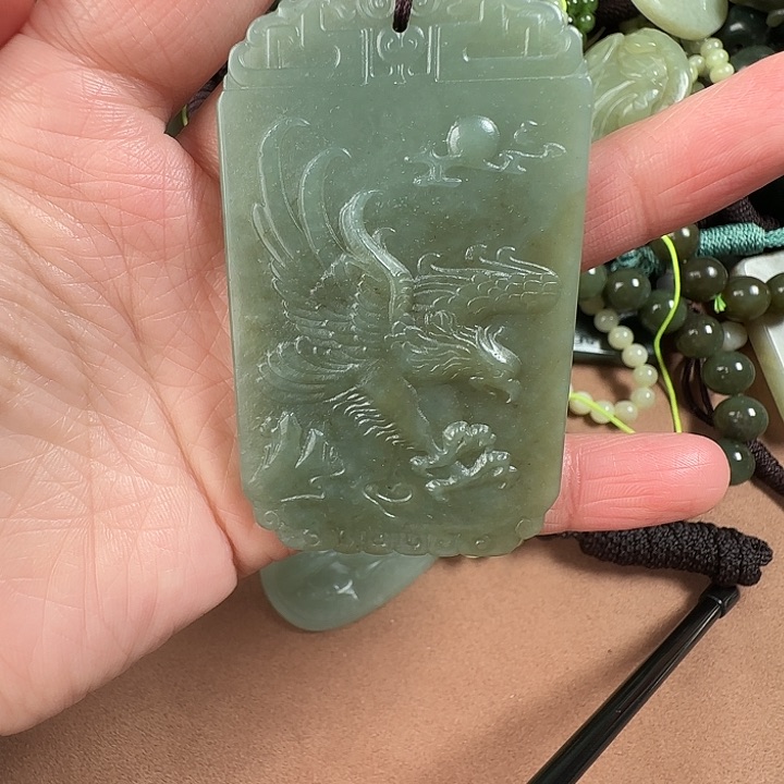 和田玉颈饰银S925镶嵌