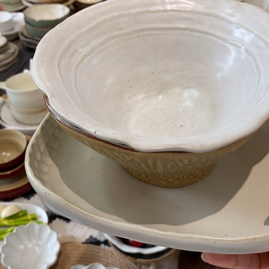 今囍陶器粗陶餐具3件