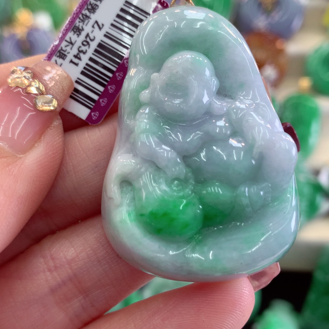 翡翠吊坠(不含链)18K金镶嵌