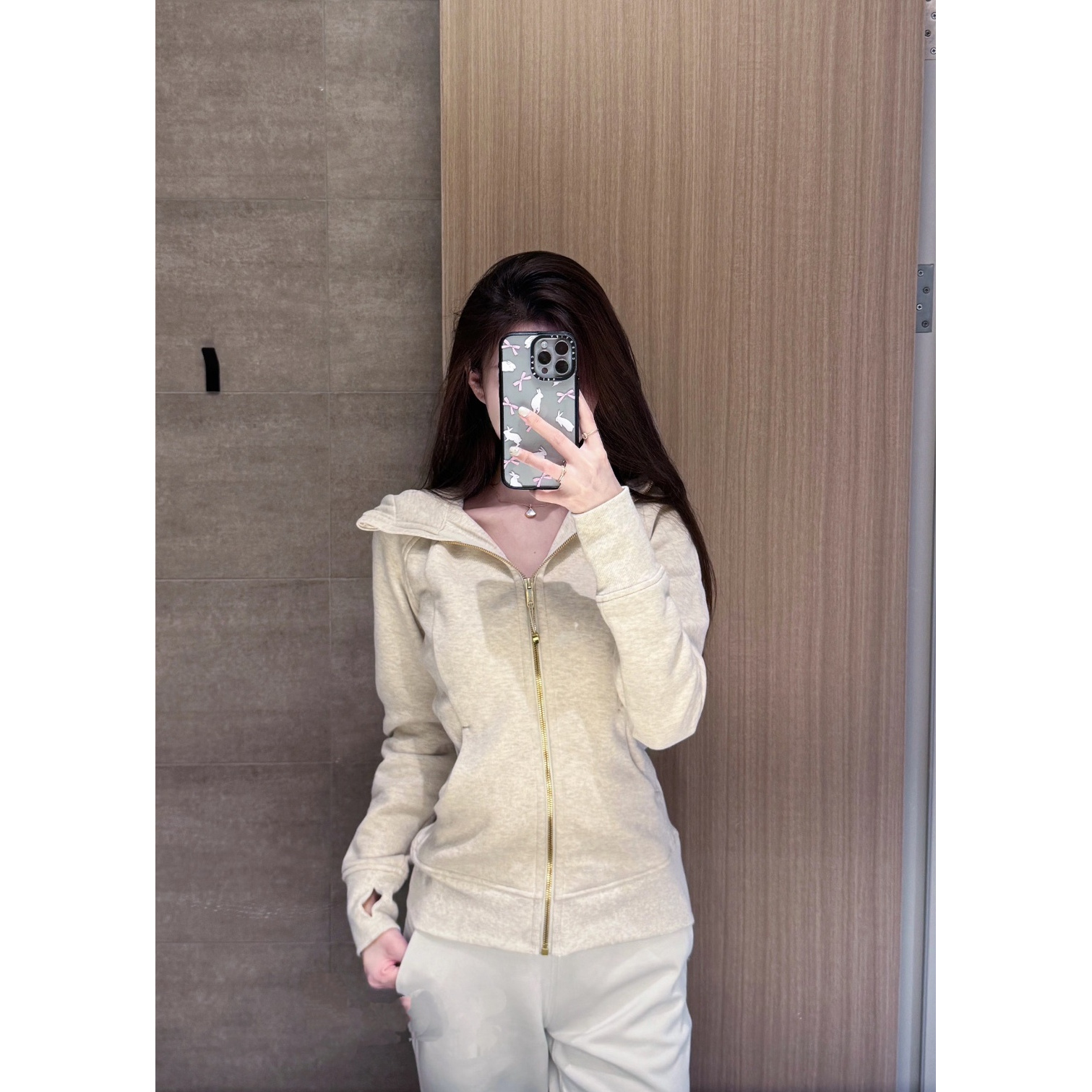 SUB 8系列女秋冬全拉链连帽加绒卫衣外套 修身款