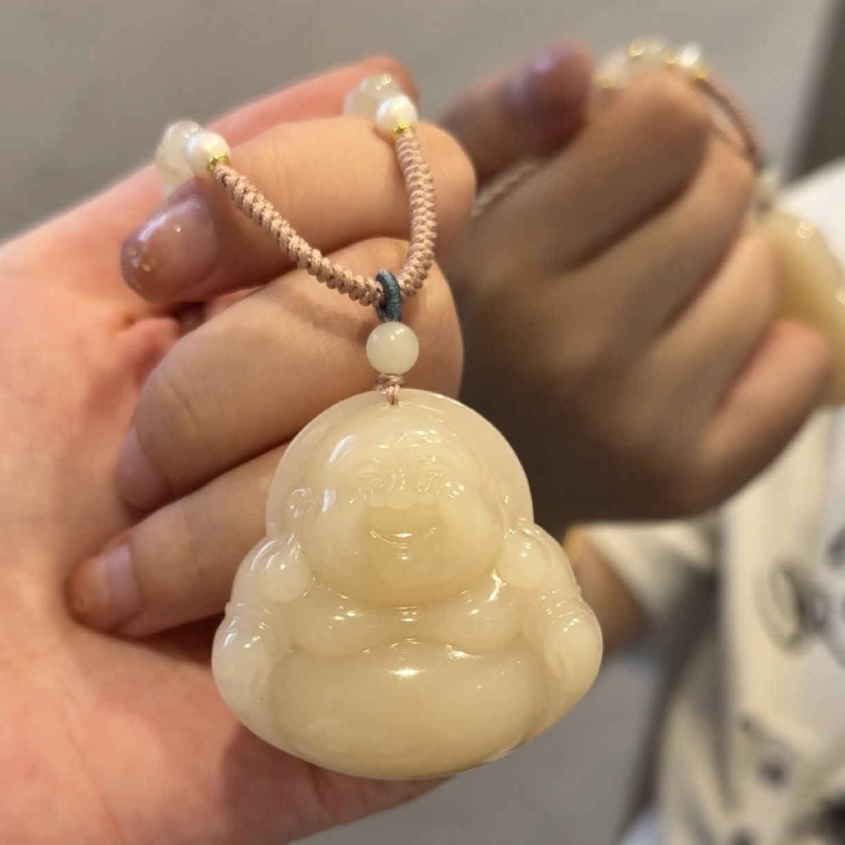 天然藕粉和田玉野牛沟熟藕粉大佛45mm