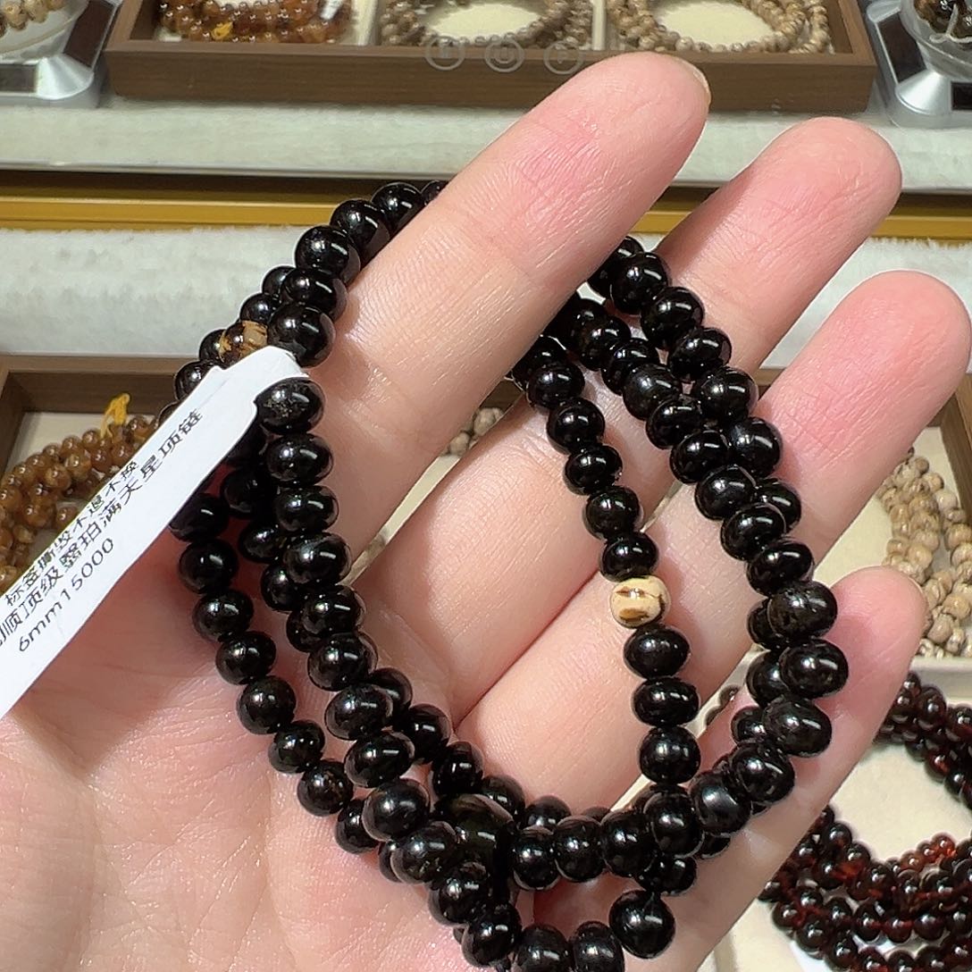 琥珀未镶嵌裸石抚顺琥珀6m108满天星