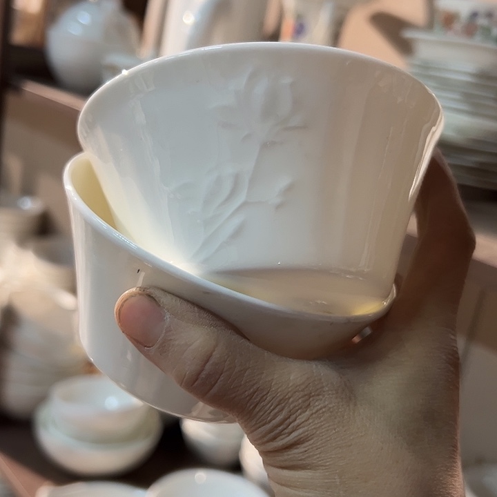 库存尾货玉兰米饭碗一对