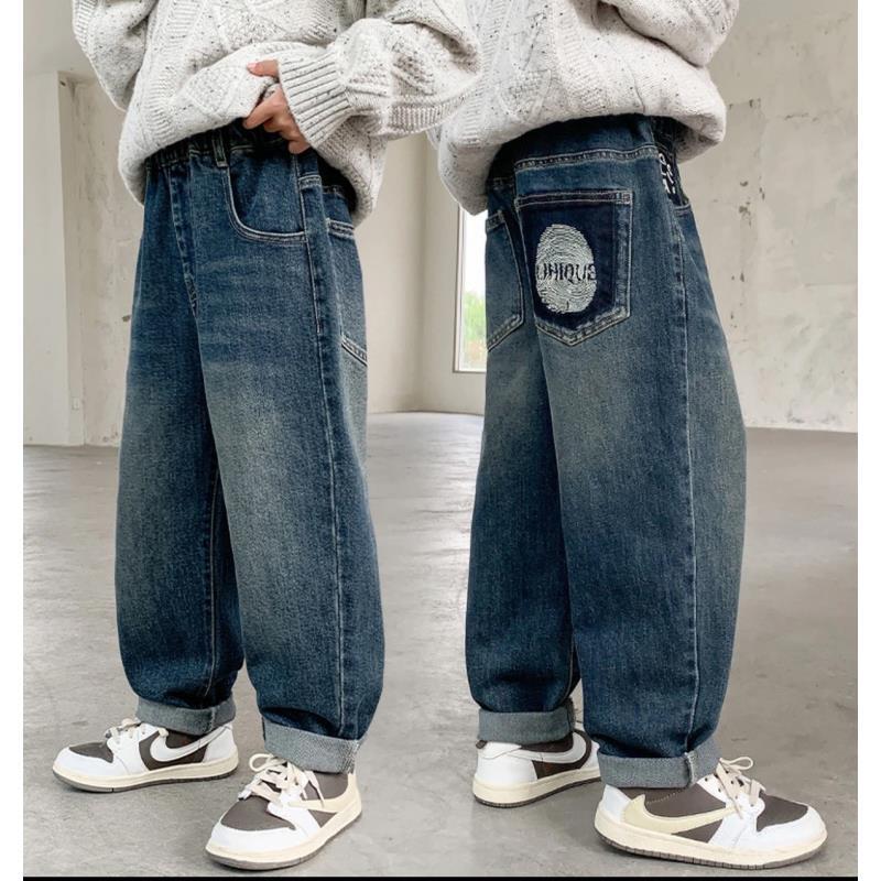 201241童装男童加绒牛仔裤2025冬季韩版潮酷时尚加绒加厚牛仔裤潮