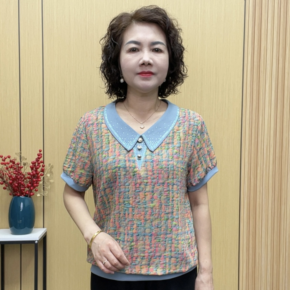 2025夏季减龄时尚中老年宽松新款百搭洋气上衣短袖气质显瘦妈妈装
