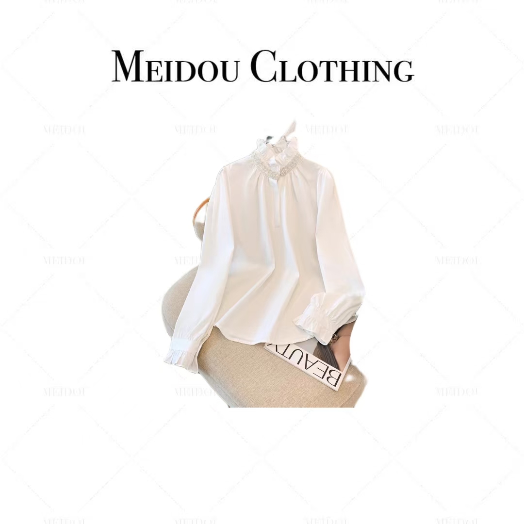 MEIDOU-9201【钉珠小衫】重工钉珠宽松版衬衫宽松版立领