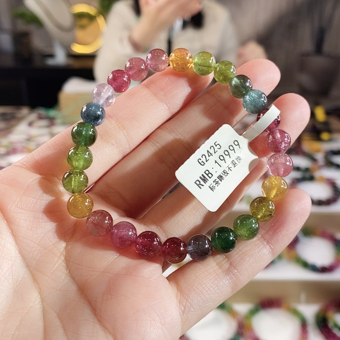 碧玺手串未镶嵌G2425单圈颜色微差