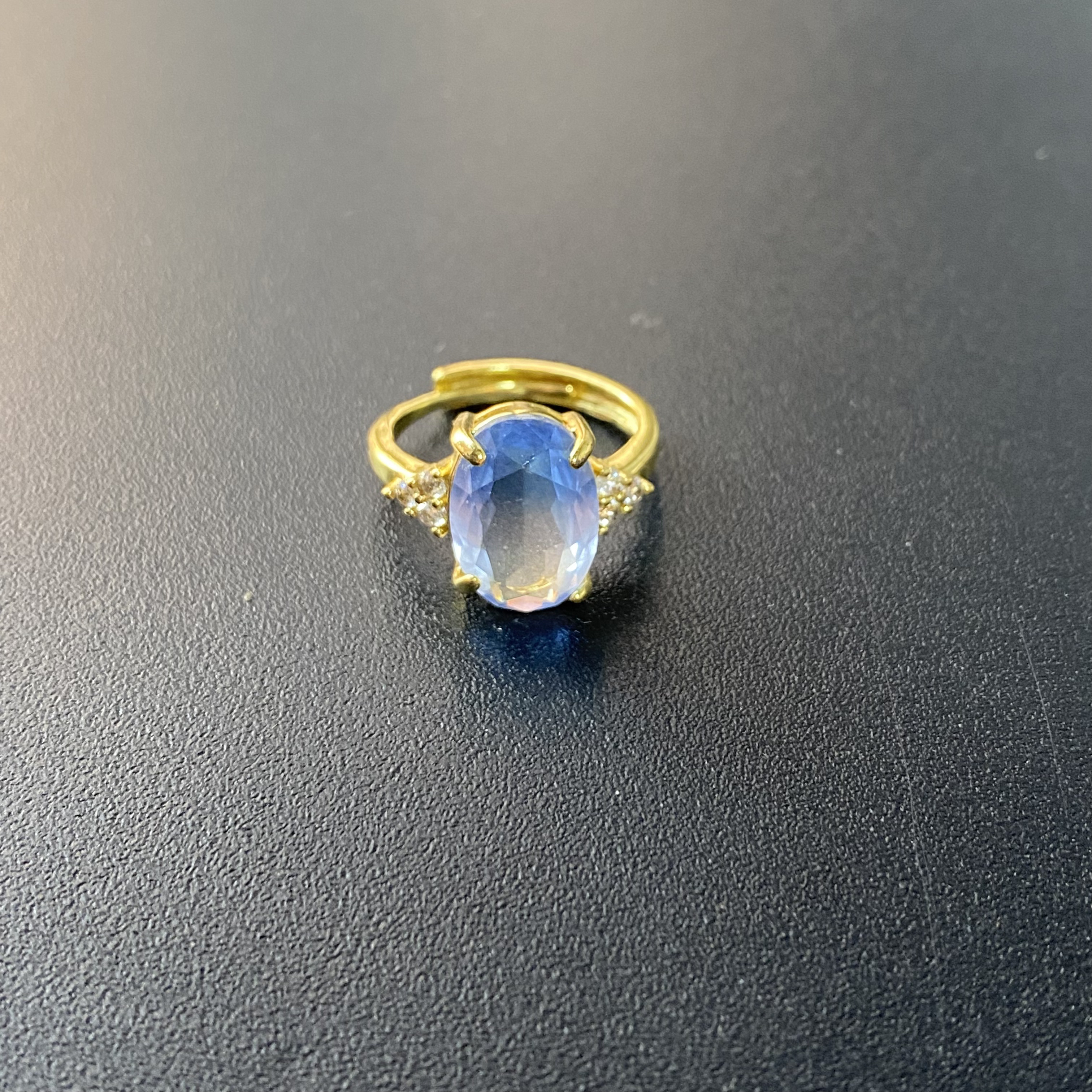 铜合金合成锆石戒指 TTSD 蓝色蛋面简约款戒指 1234