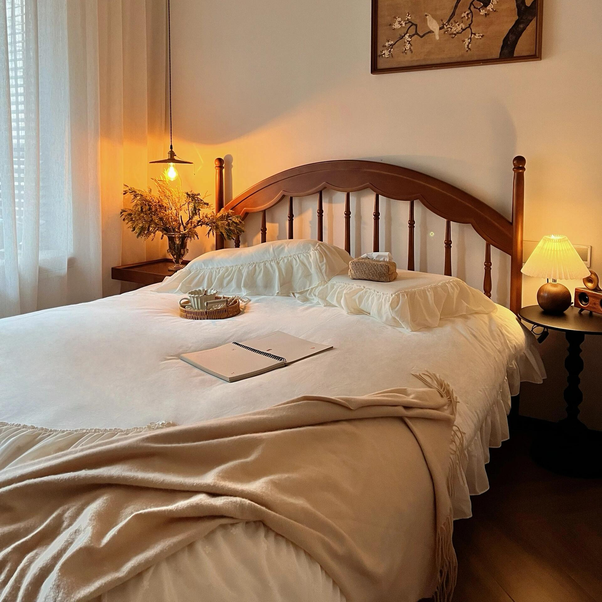 法式可储藏简约北欧风复古实木床可储物欧式轻奢单人主卧室