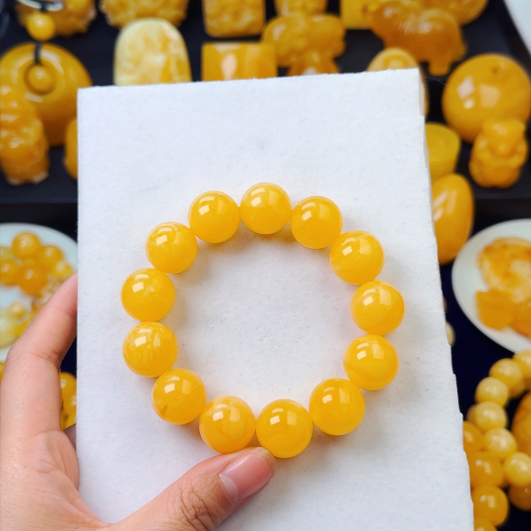 琥珀颈饰未镶嵌满蜡同料手串17