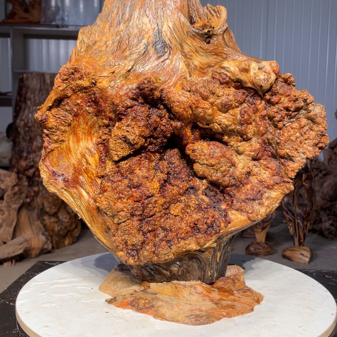 雁***)木猛子琥珀木摆件45