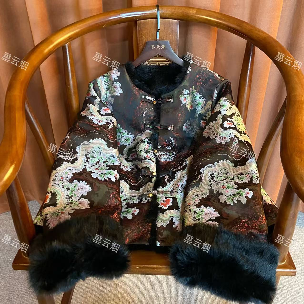 【雅秀】新中式两面穿小母貂外套短外套重工刺绣女立领绣花