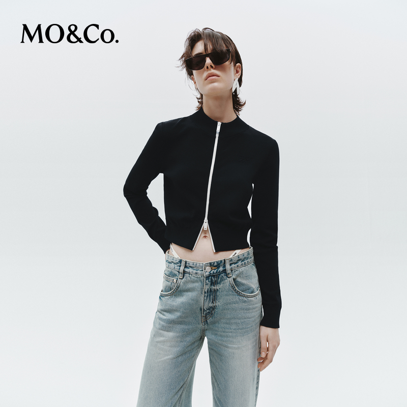 【陈嘉尔专属】MOCO针织衫开衫春秋双开拉链短款干爽MBD3CAR026