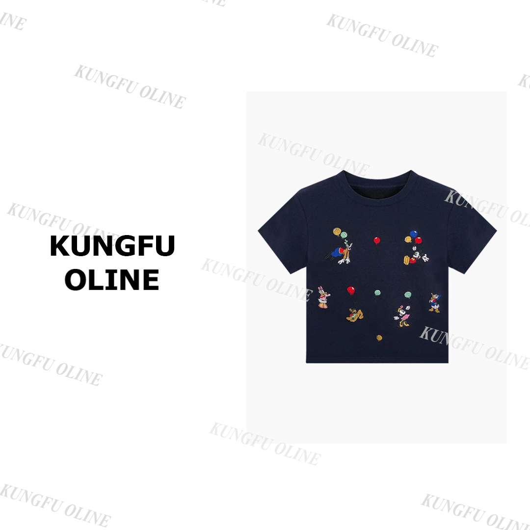 【杨咩咩】【刺绣米奇】T0584春夏流行款卡通印花圆领短袖T恤潮流上衣