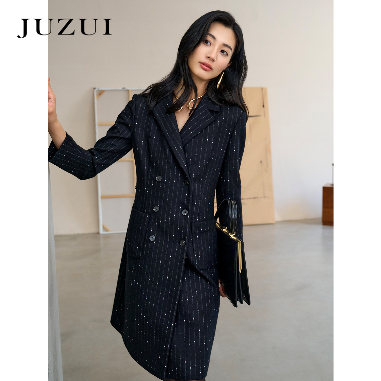 商场同款JZ玖姿智美通勤羊毛西装连衣裙女2025冬季新款JWED50001