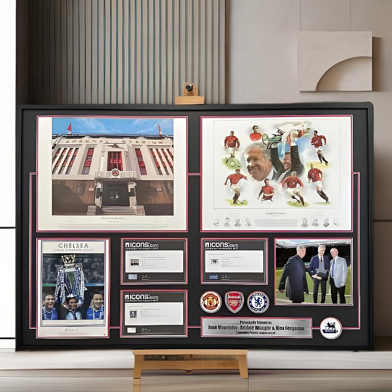 弗格森，穆里尼奥，温格传奇教练签名海报三裱作品（ICONS证书）