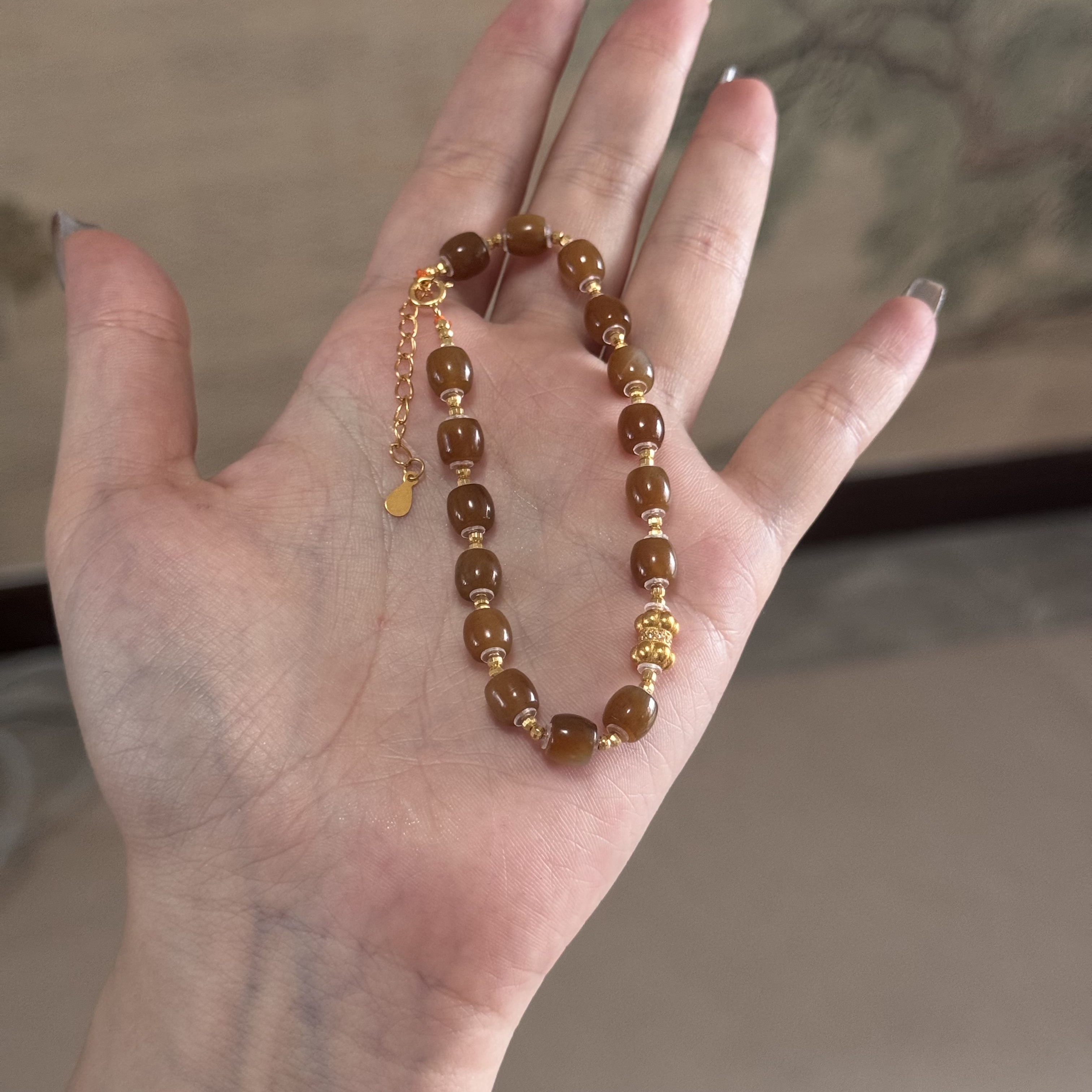 天然和田玉糖料DIY手串-U10307（多样性发货）