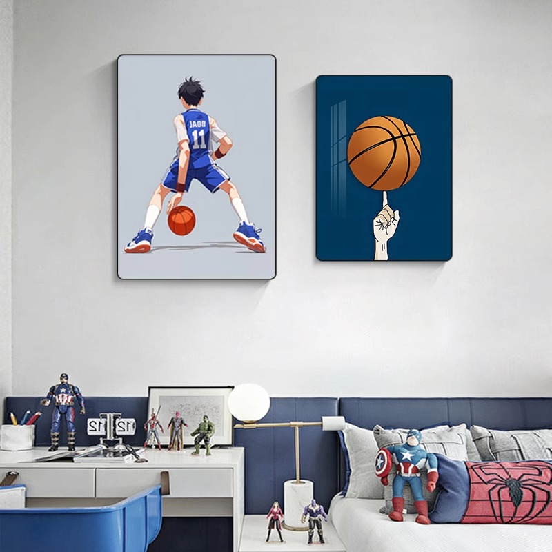 新款儿童房装饰画卧室床头背景墙装饰画篮球男孩房间挂画床头壁画