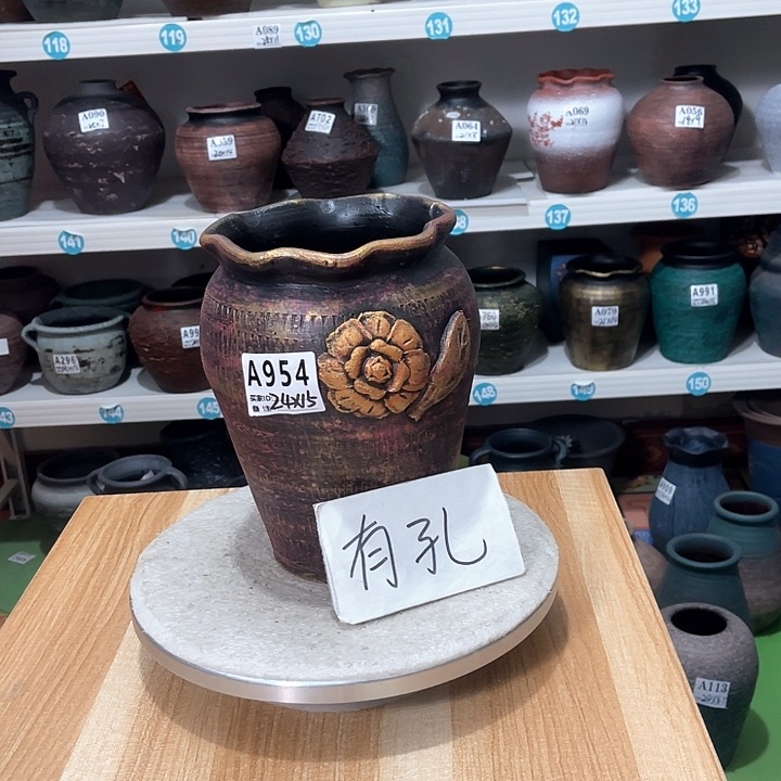 红陶手工制作工艺花盆