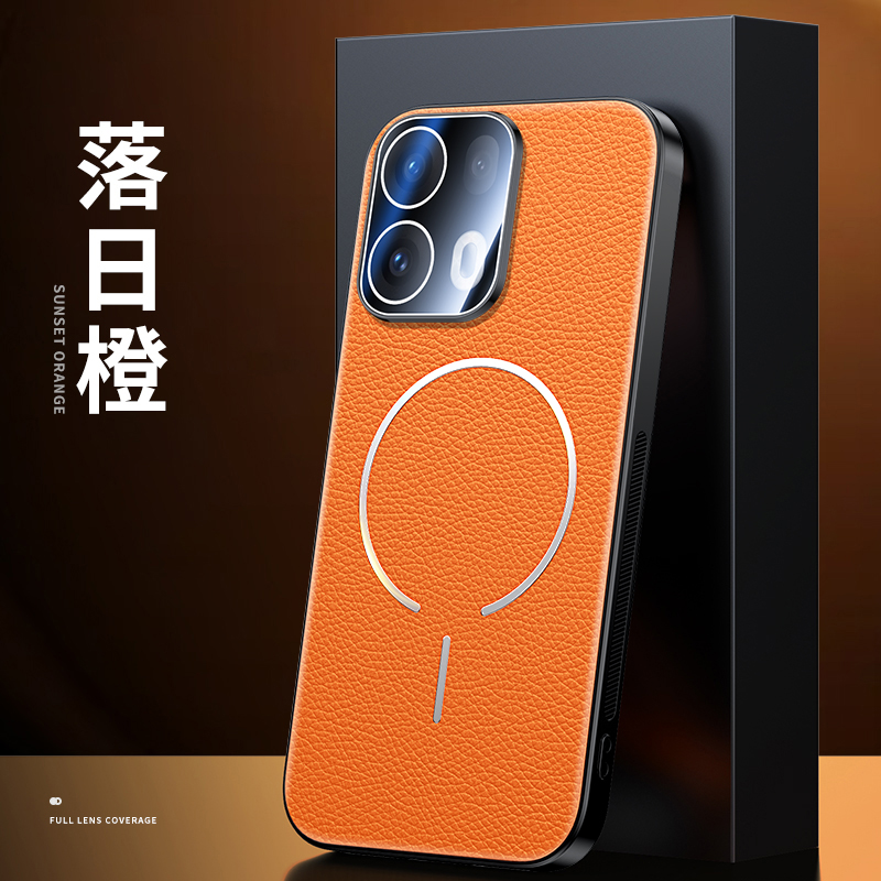 适用opporeno13pro手机壳高清全包新款reno13车载磁吸圈素皮商务