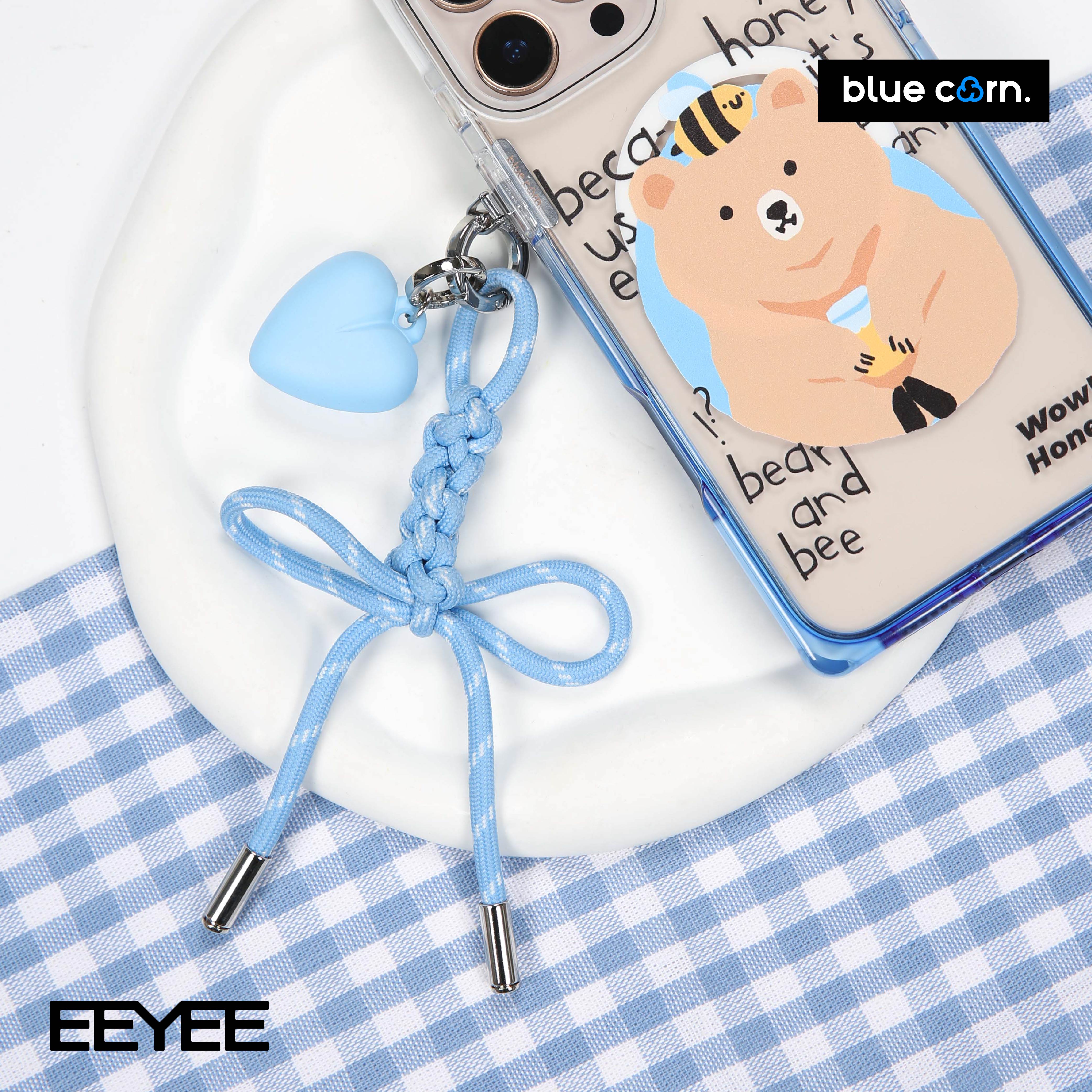 Bluecorn伊亚伊 爱心挂坠编织挂绳高端百搭个性防丢通用手机挂绳