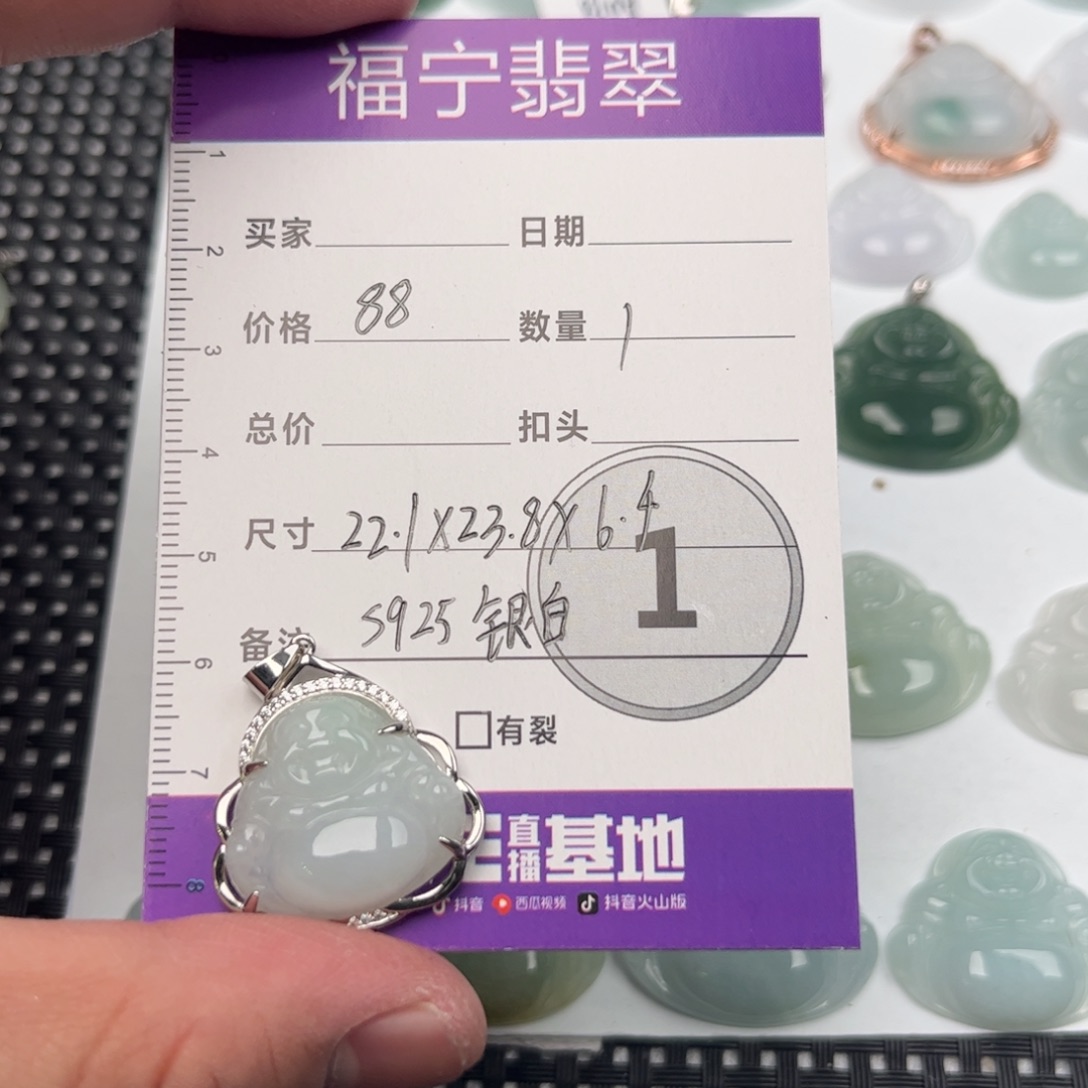 翡翠颈饰银S925镶嵌吊坠