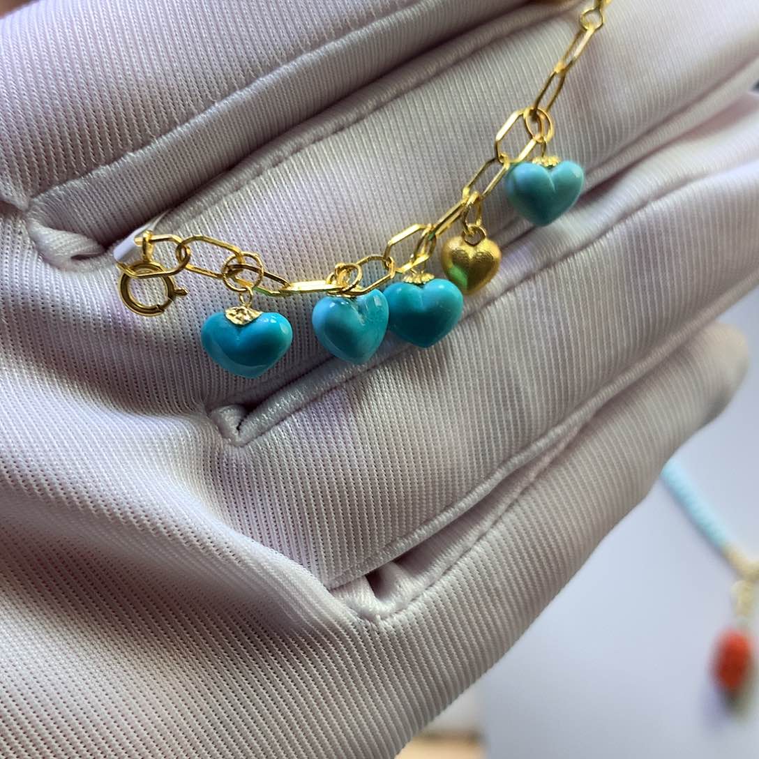 绿松石18K金镶嵌挂件