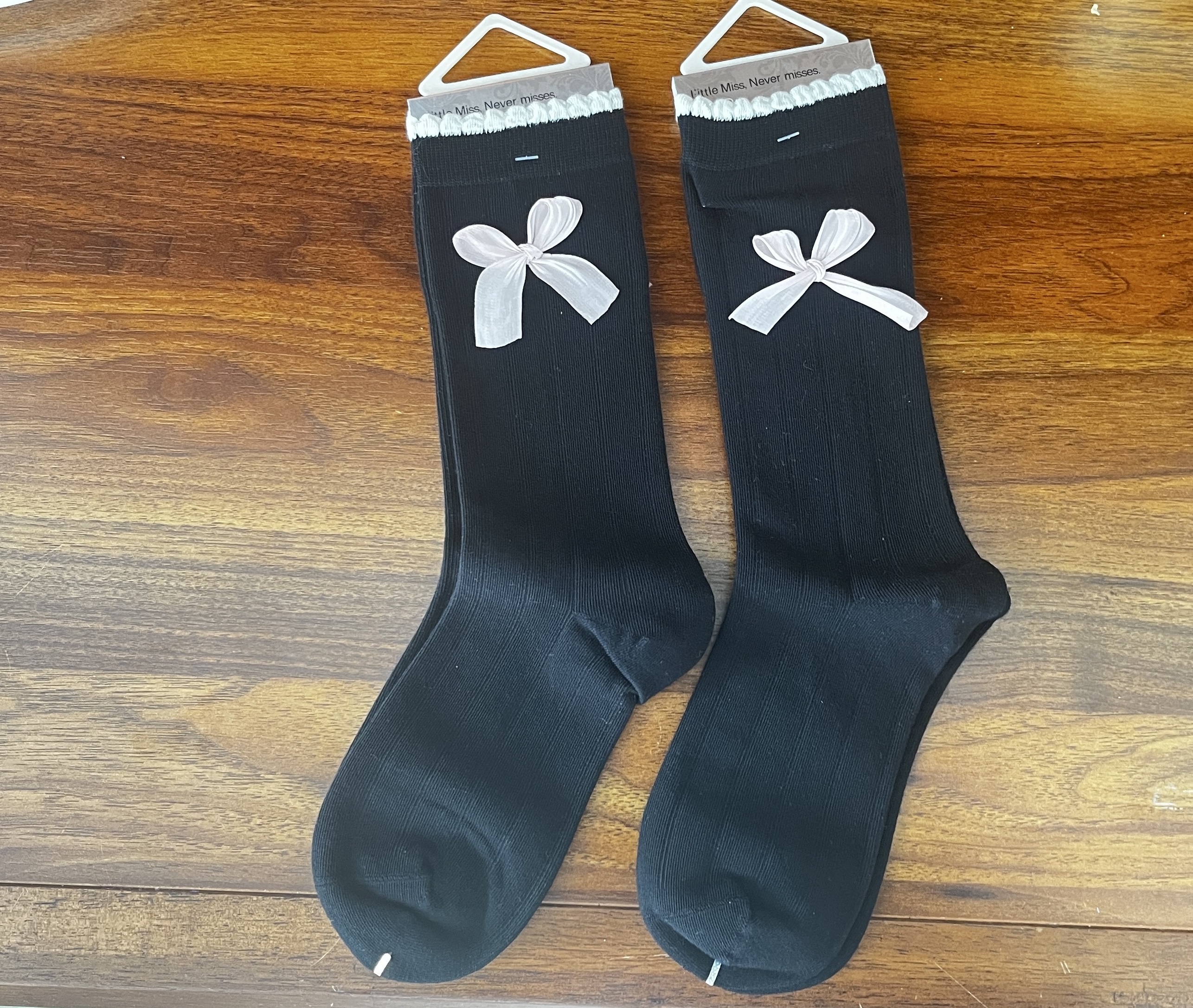 女士蝴蝶结中筒堆堆袜（2双）