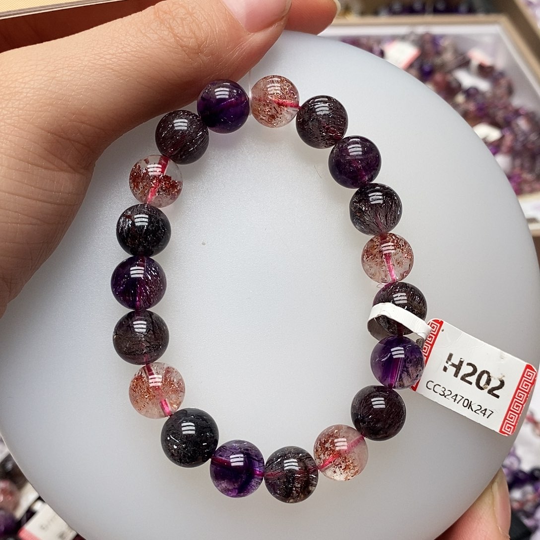 未镶嵌手链水晶H202 超七 黑加仑 10m+