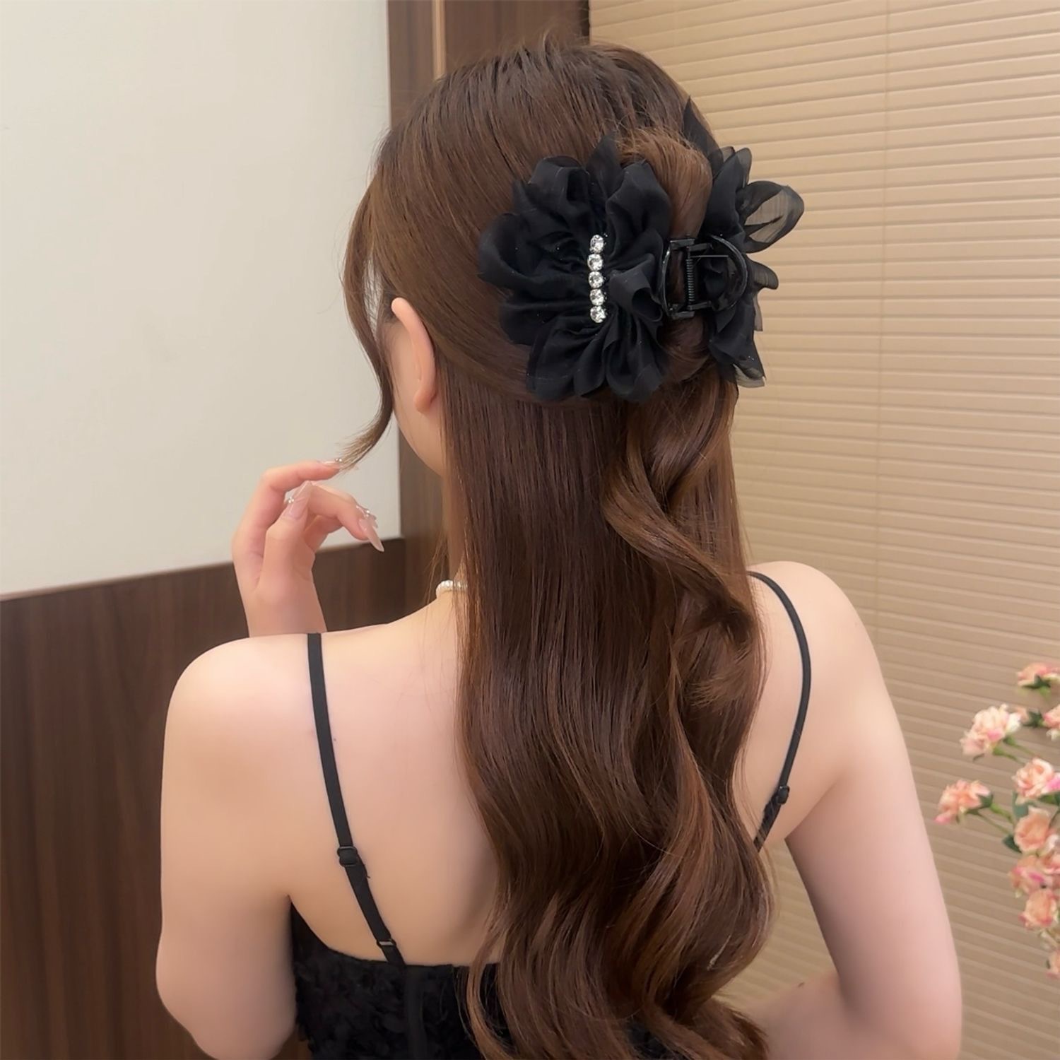 诗泊雅 韩系网纱轻奢款蝴蝶结简约抓夹