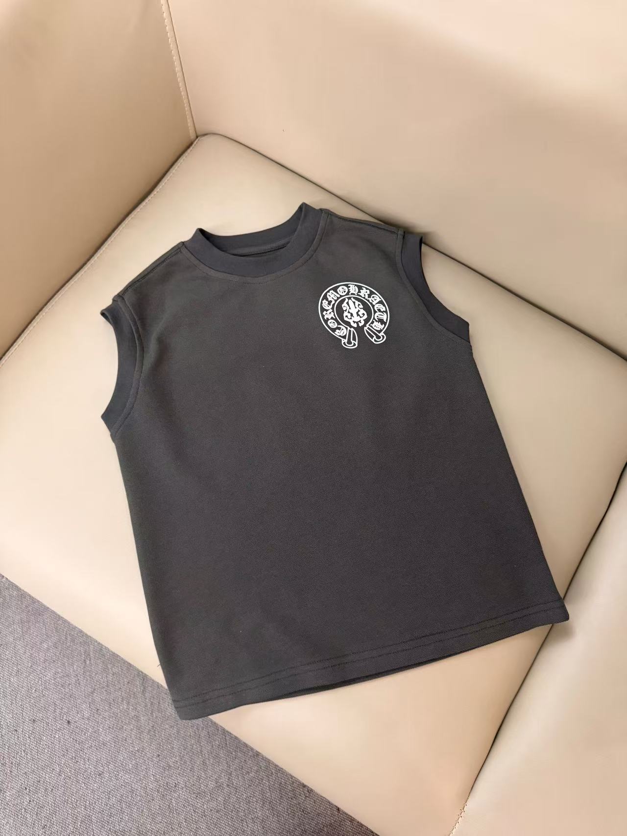 夏季无袖潮牌罗盘水墨直喷彩色休闲短袖夏季百搭男女儿童无袖背心