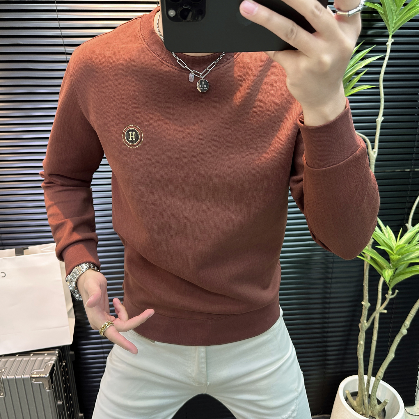 欧洲站高端潮牌轻奢卫衣男2025秋季新款时尚男士长袖T恤打底外穿