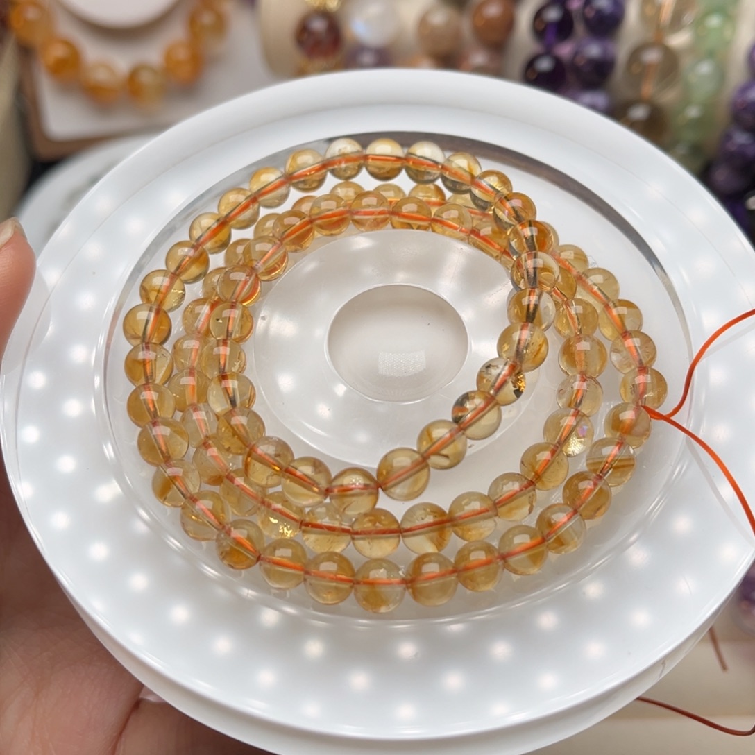 未镶嵌手链水晶黄塔晶三圈