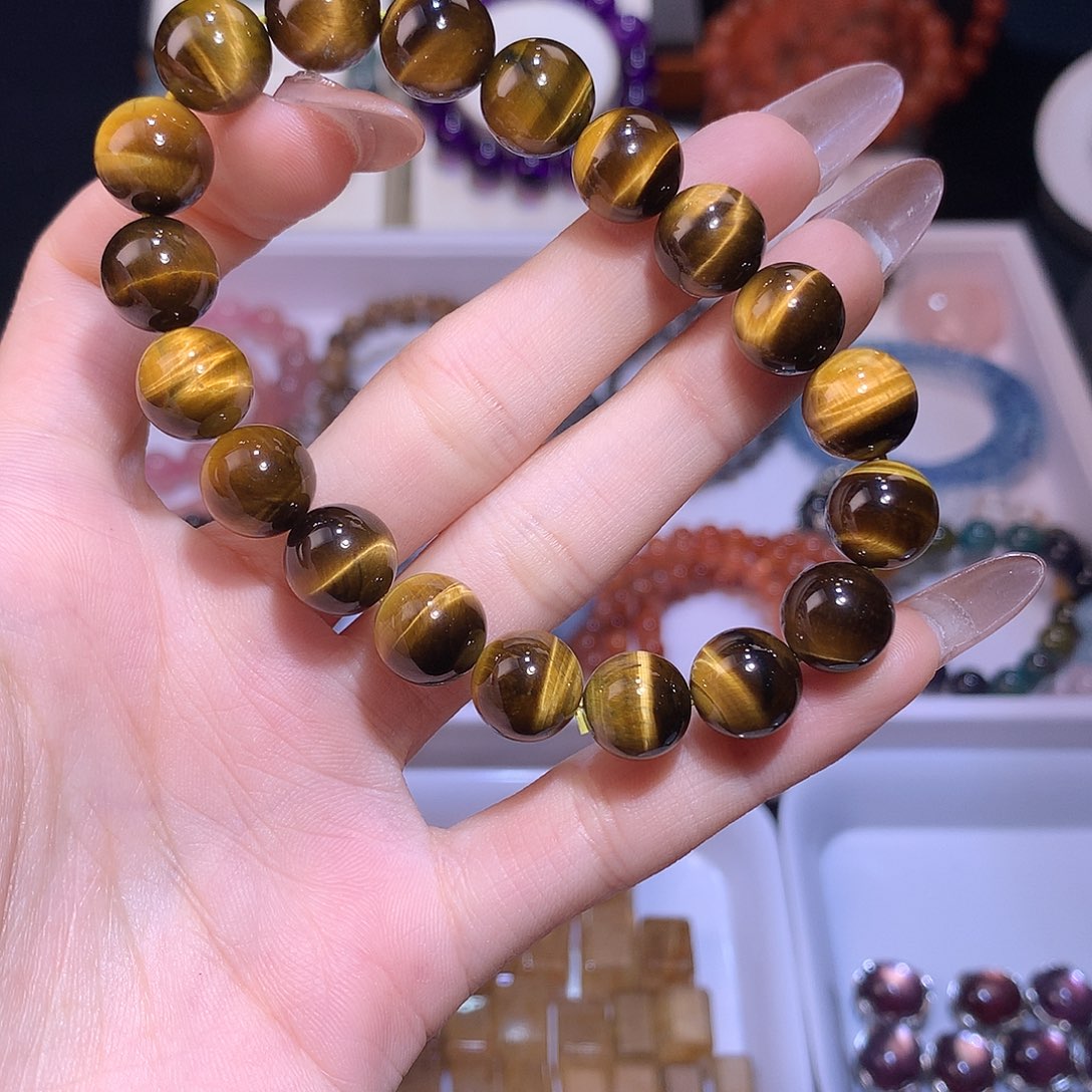 水晶手串未镶嵌黄金虎眼10mm