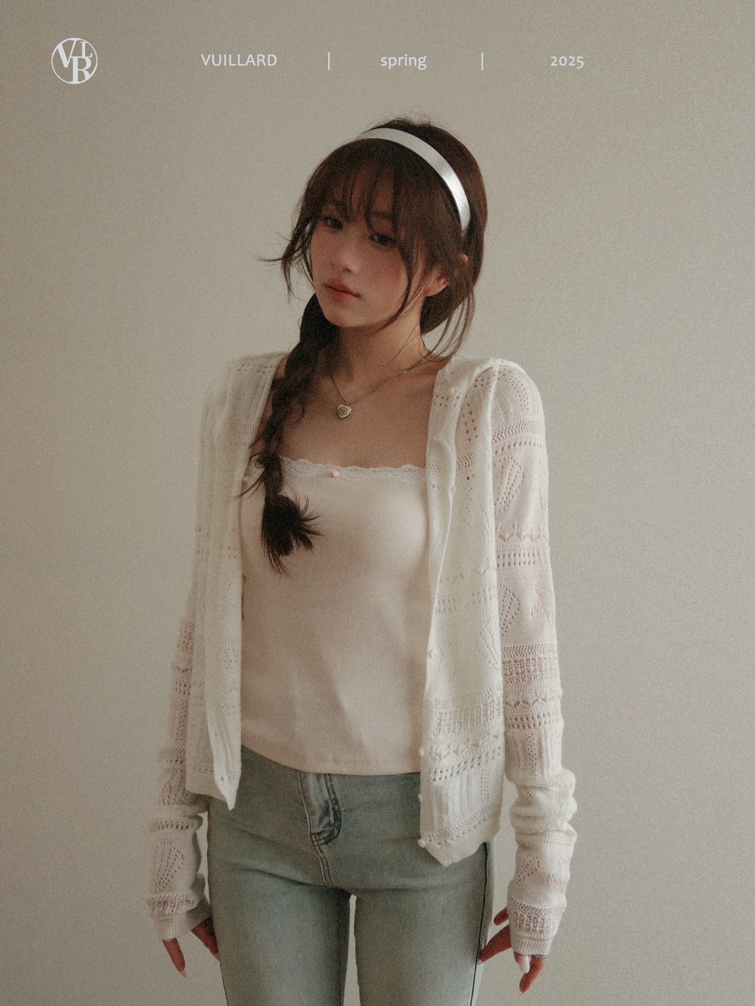 vuillard【心动时刻】镂空设计感图案防晒连帽开衫上衣针织衫