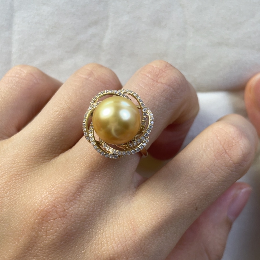 银S925镶嵌戒指海水珍珠