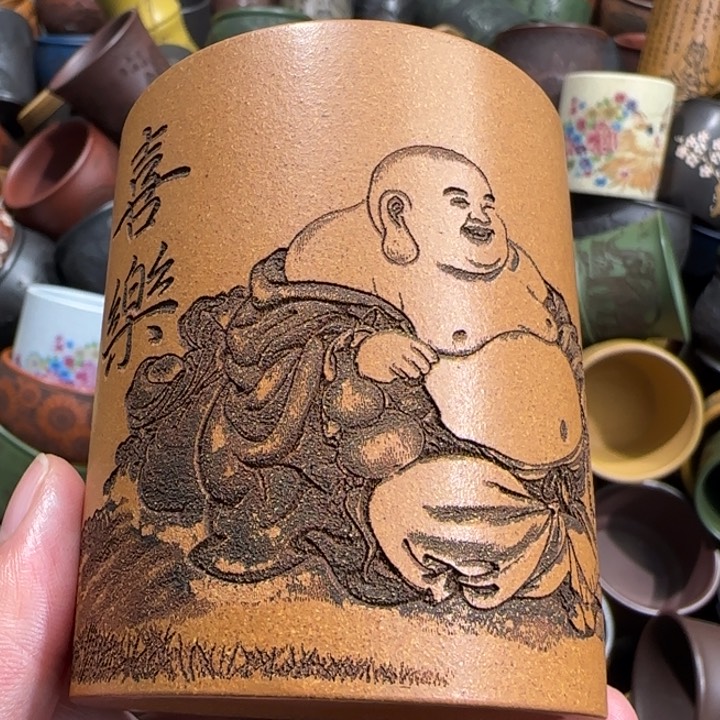 茶杯绿泥全手工紫砂