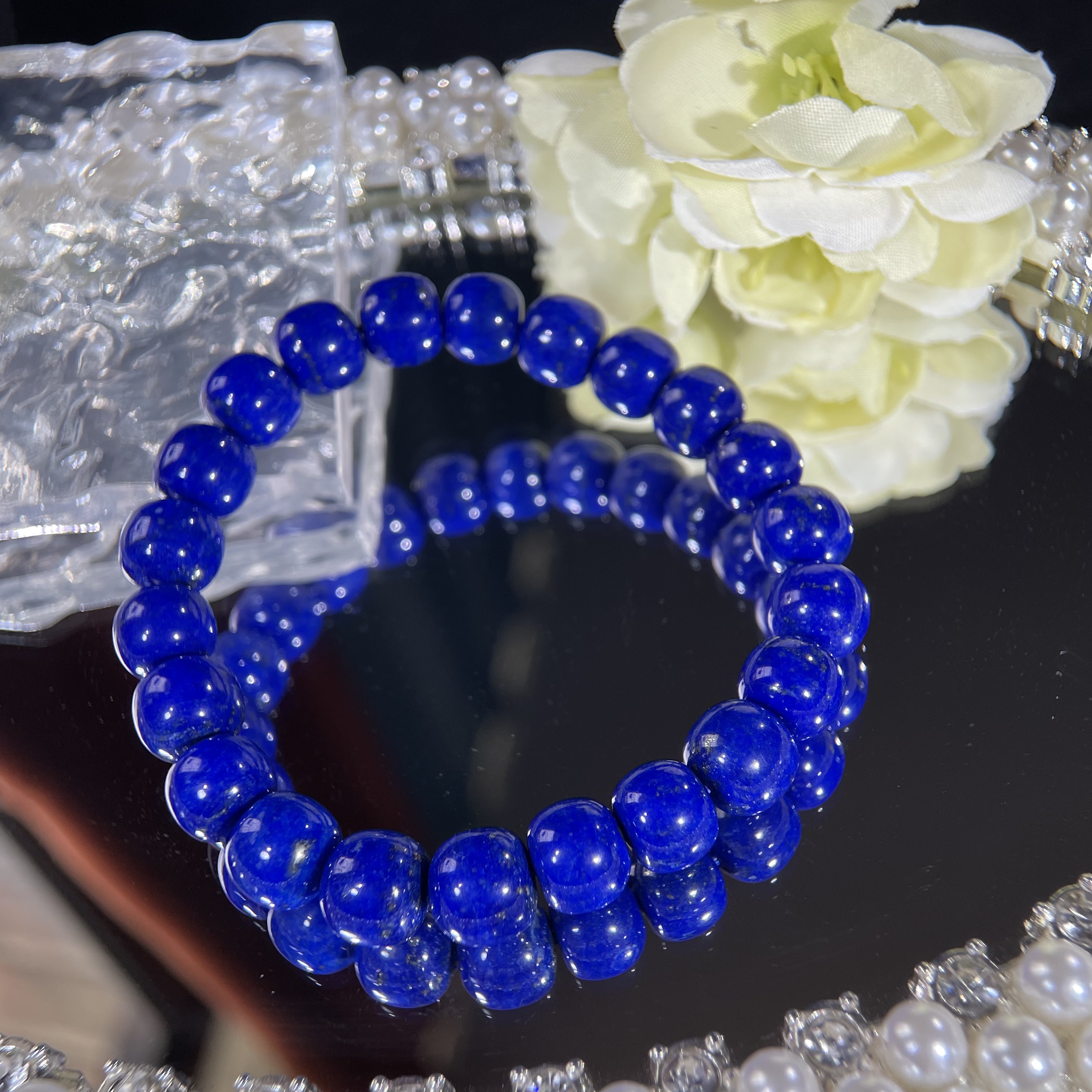 少白少金高瓷度青金石老型手串9mm+ KT25110425