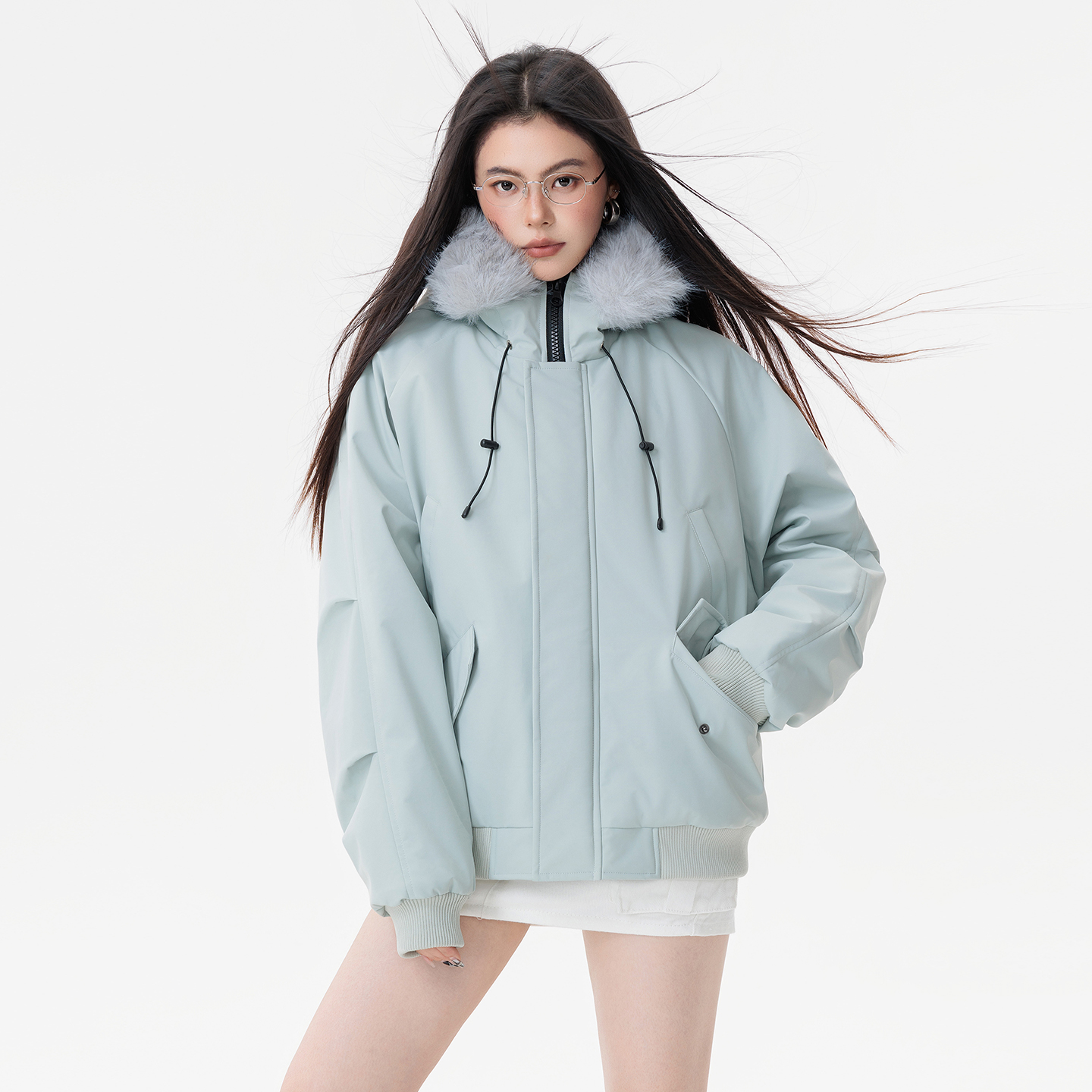 大口袋设计座山雕帽子可拆卸百搭防风御寒保暖痞帅棉服 男女同款