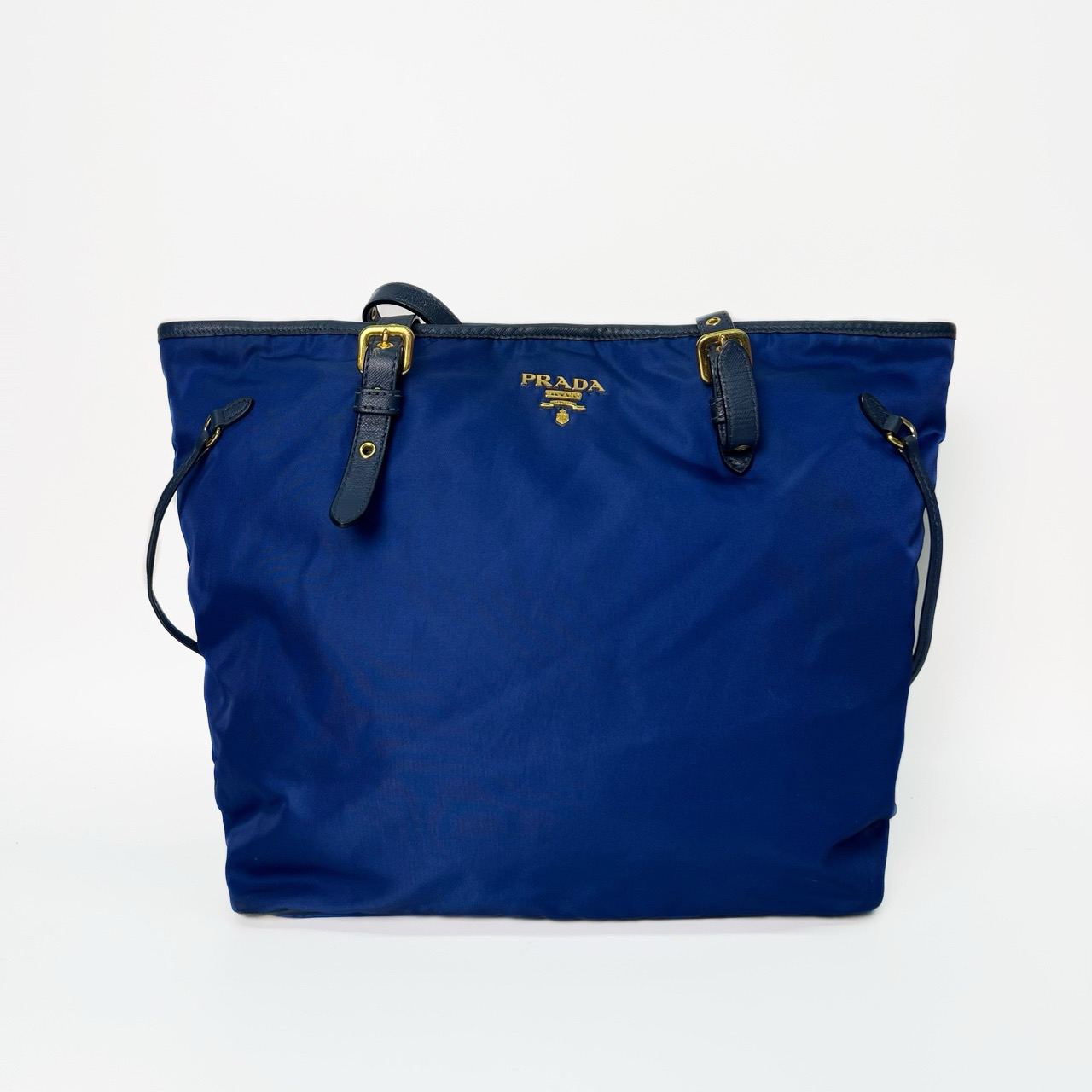 95新 Prada/普拉达 蓝金 尼龙 托特包/4552