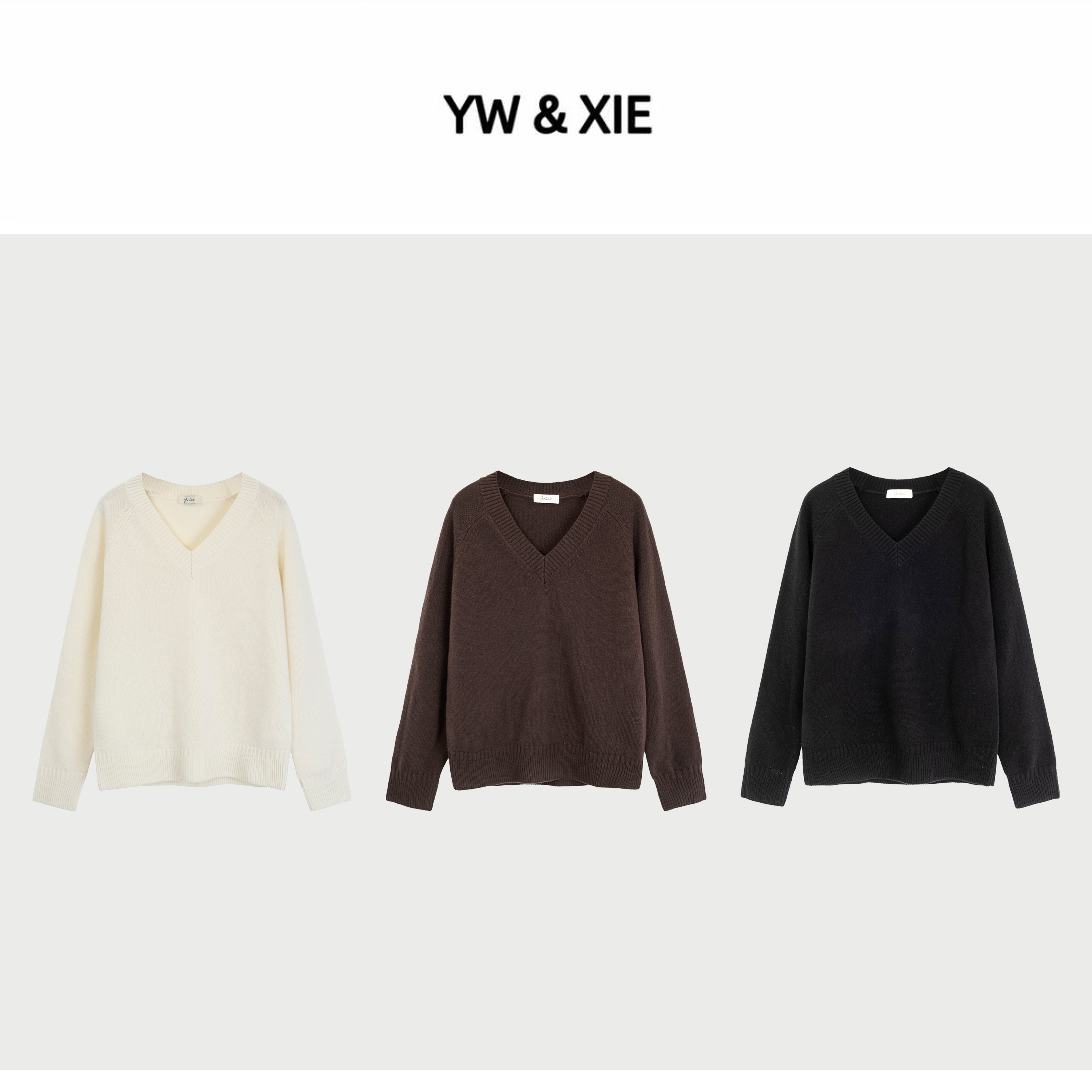 YW&XIE「青檀杏语」“95%+羊毛” <009>针织衫套头秋冬款V领长袖毛衣