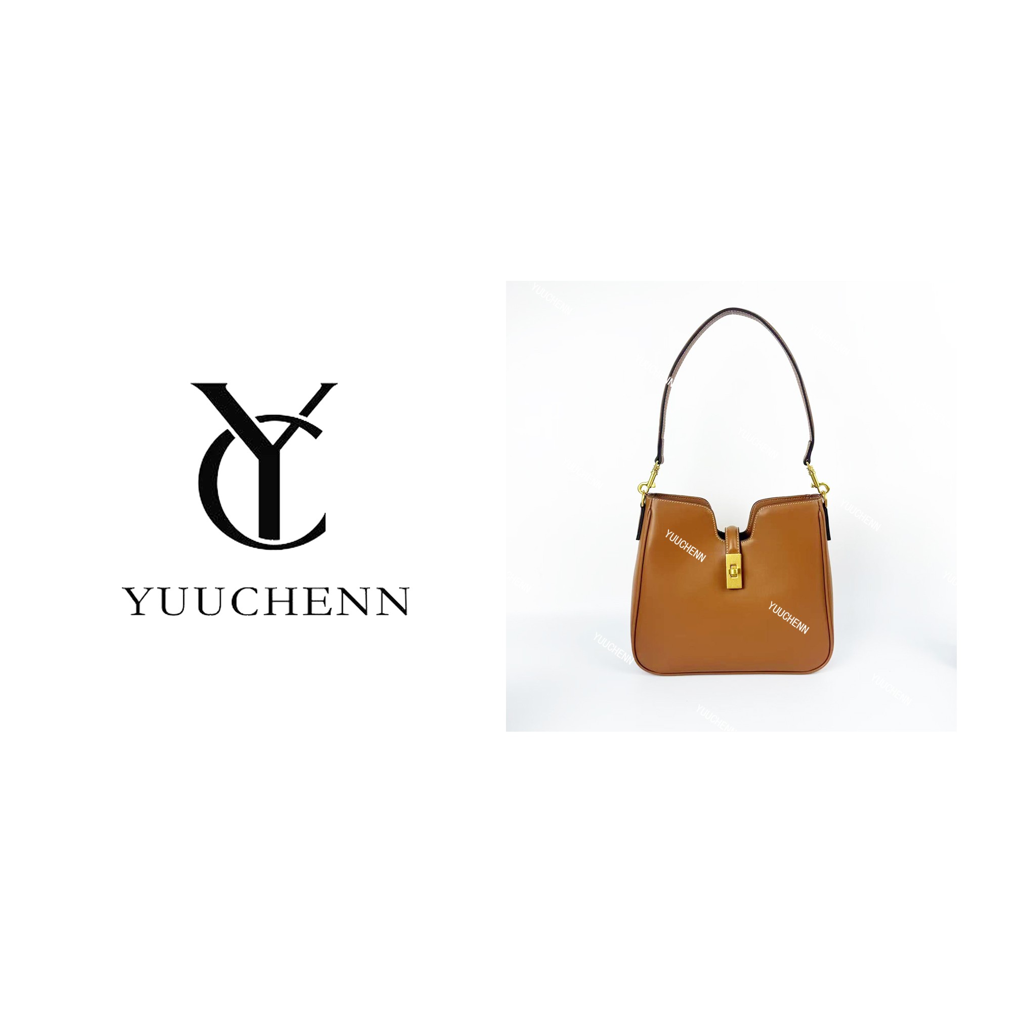 YUUCHENN/赛琳同款【tote】头层牛皮25cm金棕色 HH5939