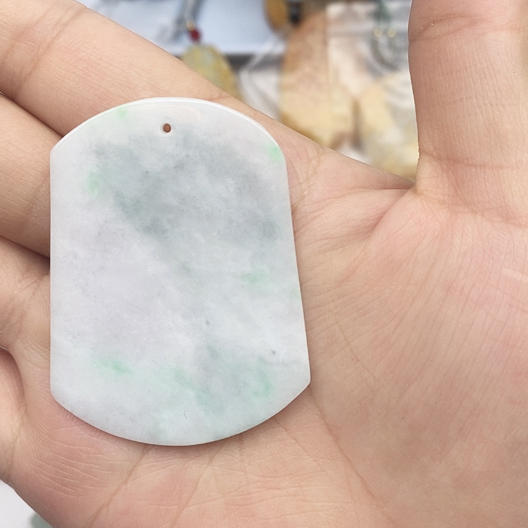 翡翠未镶嵌发饰无事牌