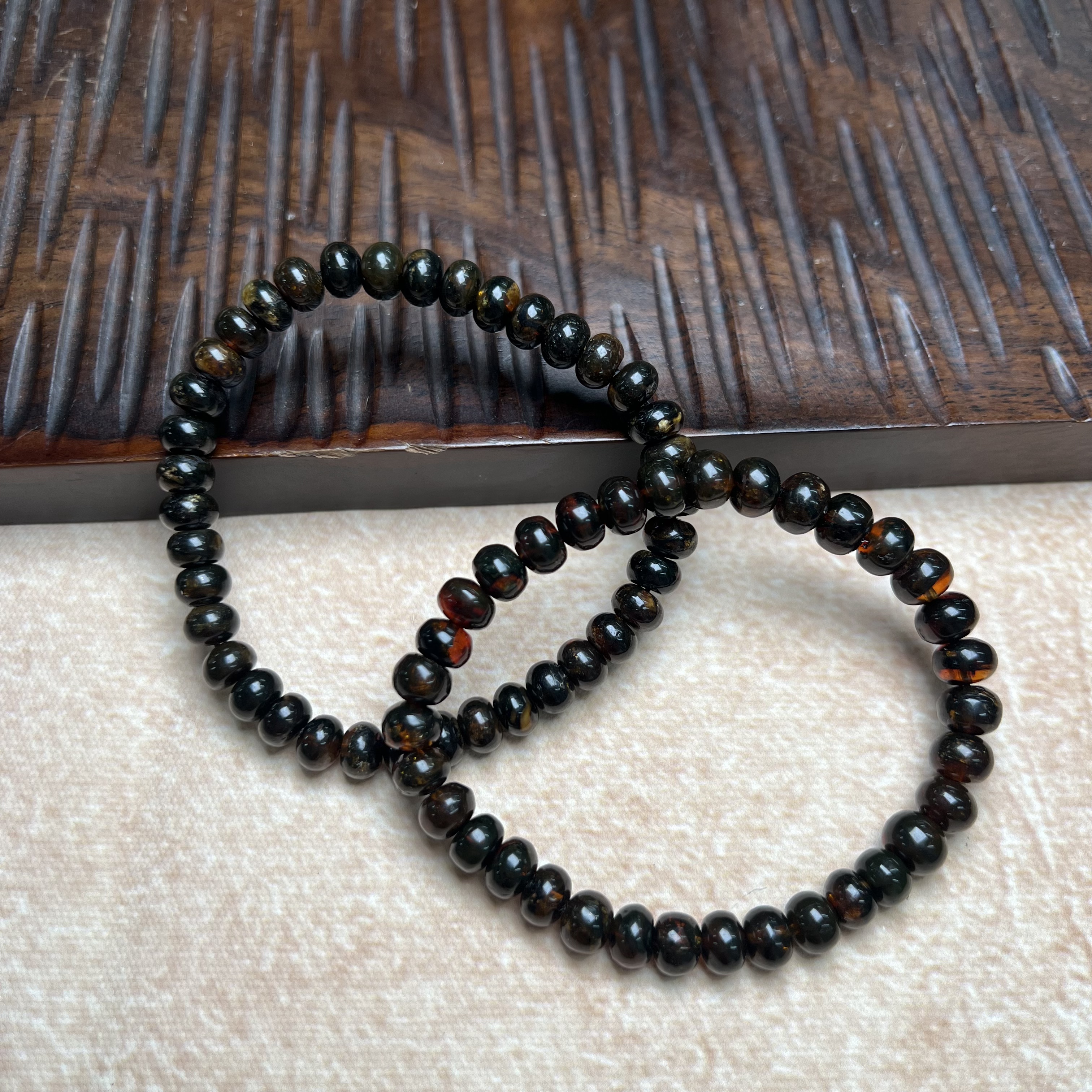 天然抚顺琥珀翳珀手串-真正含有紫杉醇琥珀B166H-510多样性发7mm+