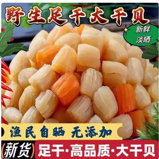 湛江干贝特大瑶柱干货海鲜干扇贝肉非特级野生淡干无盐大干贝煮粥