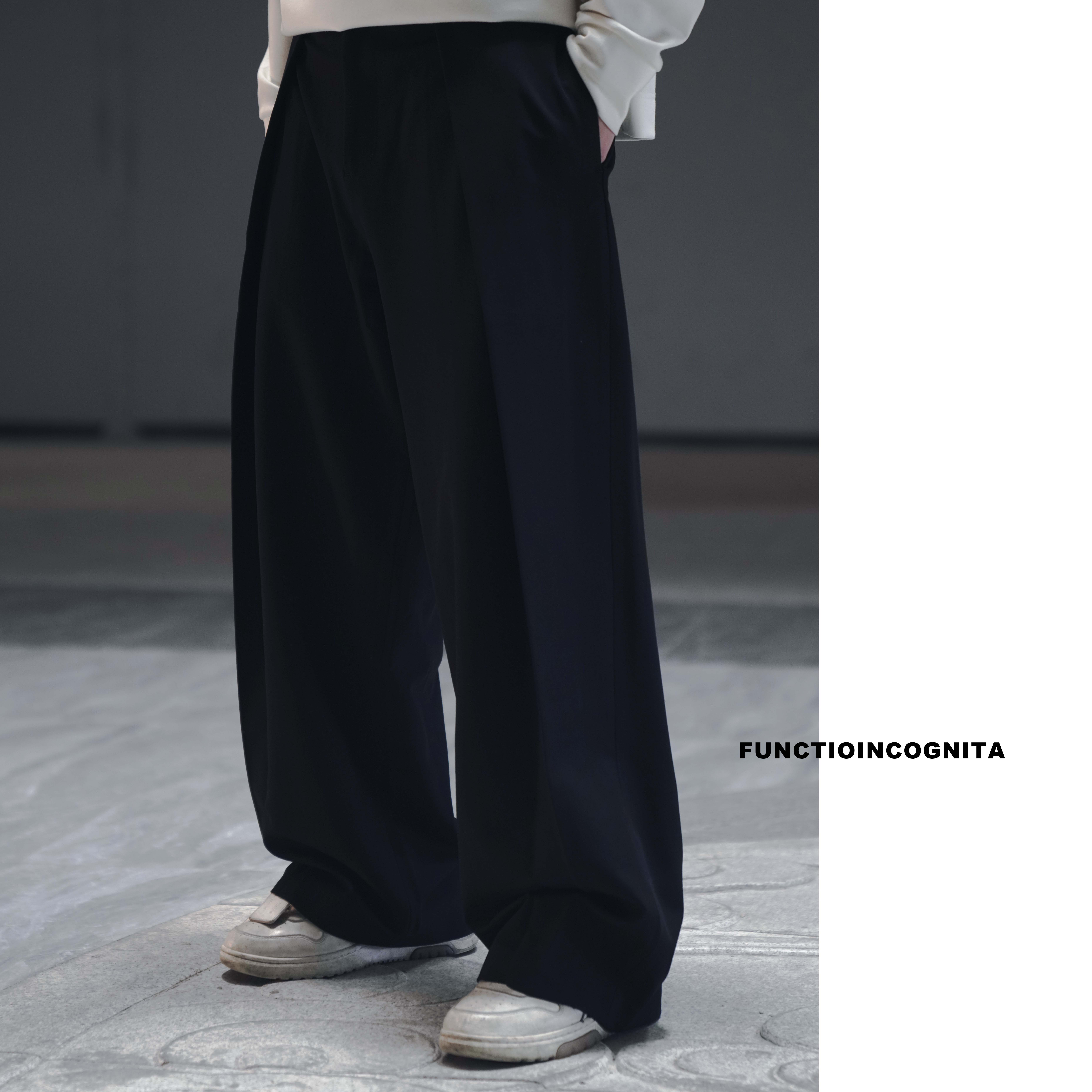 【异形裁片拼接休闲西裤】春秋百搭宽松偏阔直筒西裤 垂顺免打理 