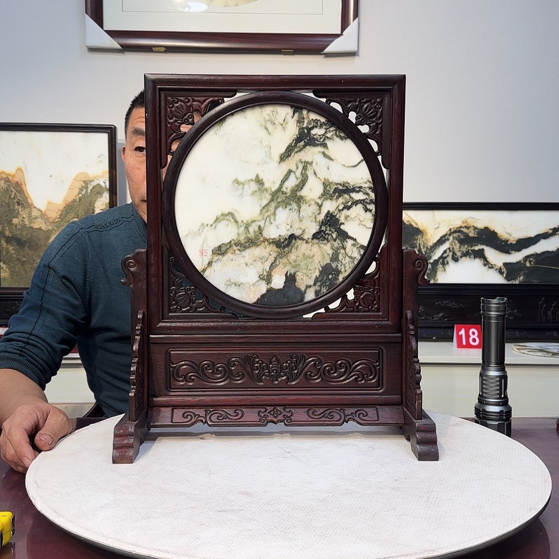 石材天然大理石画屏风